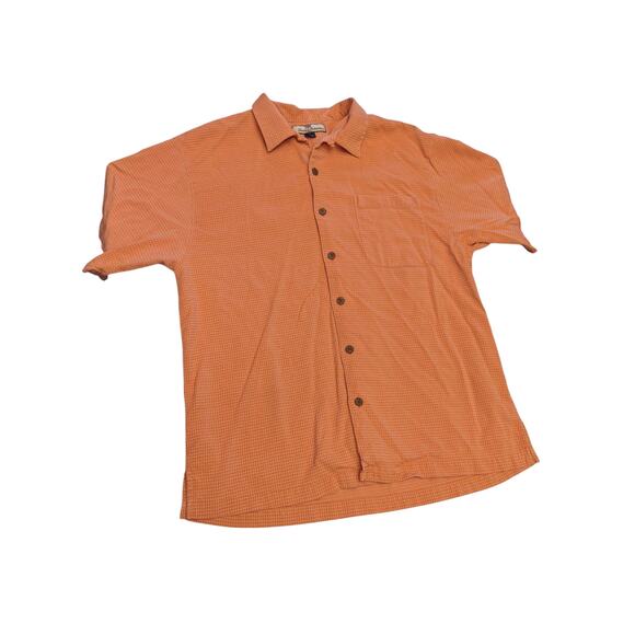 Tommy Bahama Silk Shirt Mens Large Orange Check Short Sleeve Button Beach Resort - Picture 7 of 13